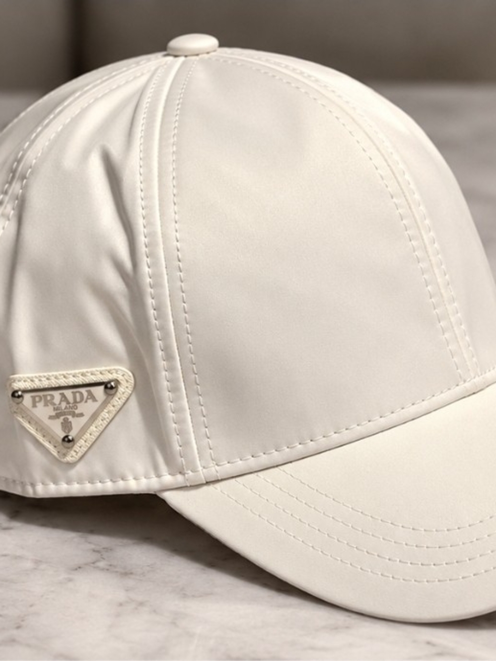 Prada White Logo Baseball Cap